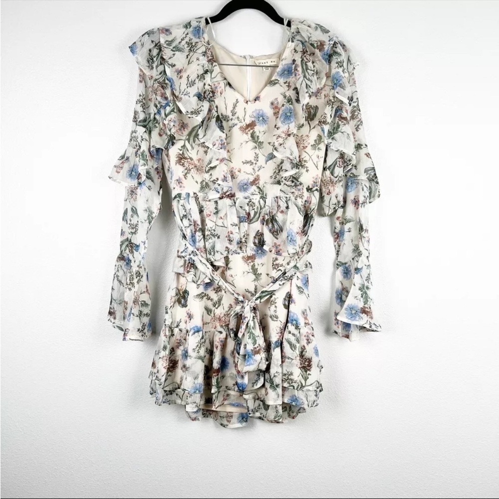 Just‎ Me Womens Floral Long Sleeve Dress Sz M